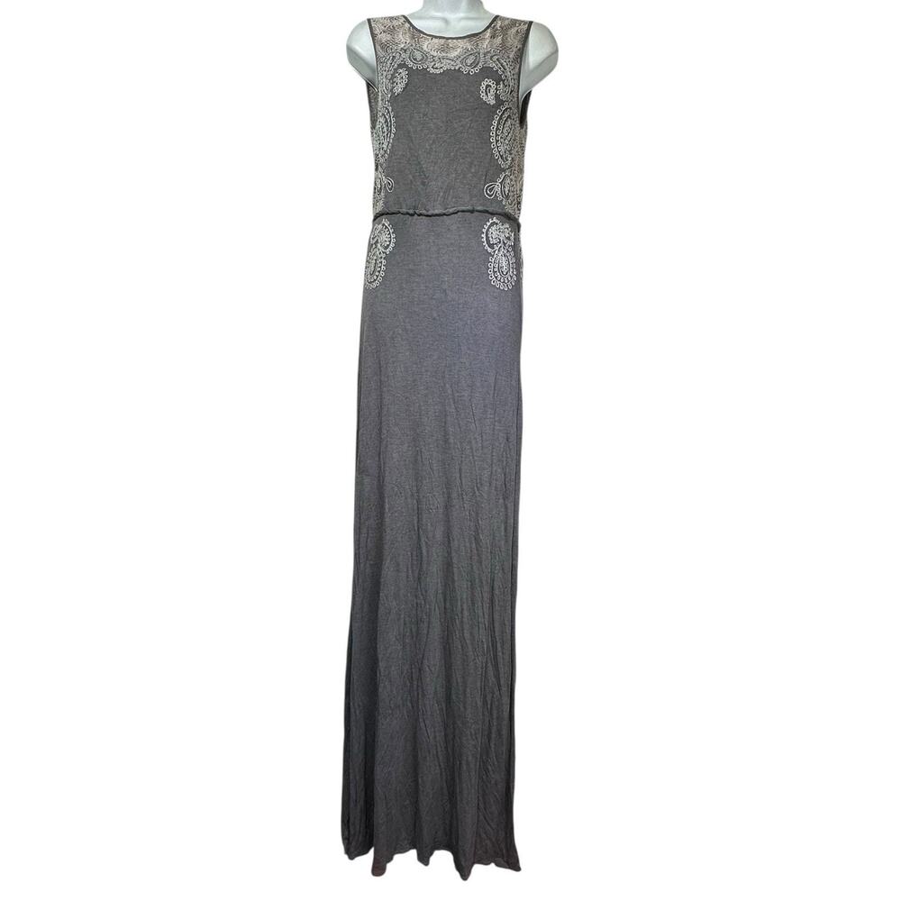 Calypso St Barth Gray Maxi Dress Women’s XS Sleeveless Volanta Beaded Sheer New